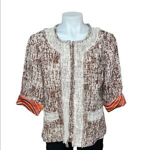 Just B button up jacket with mesh detail and bright lining size XL 100% linen